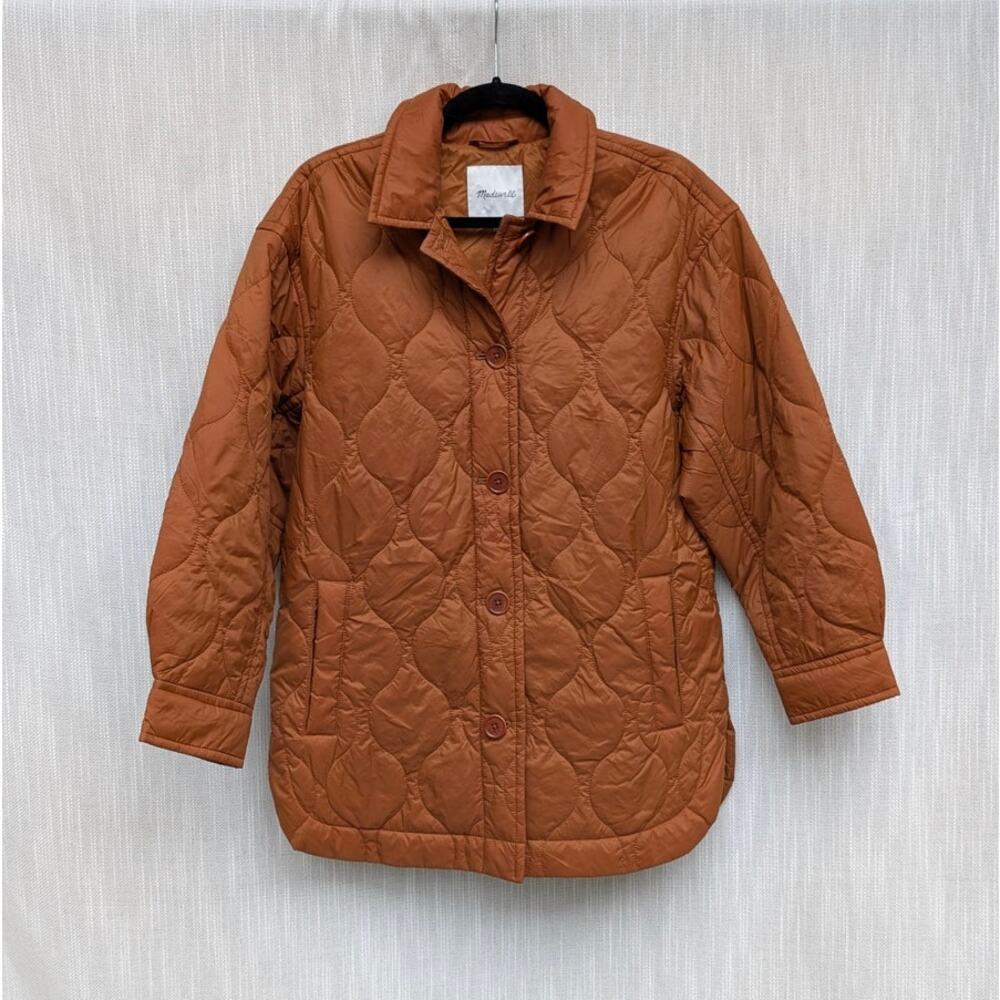 Madewell Airpuff Shirt Jacket Womens S Brown Oversized Quilted Button Front - Picture 2 of 10